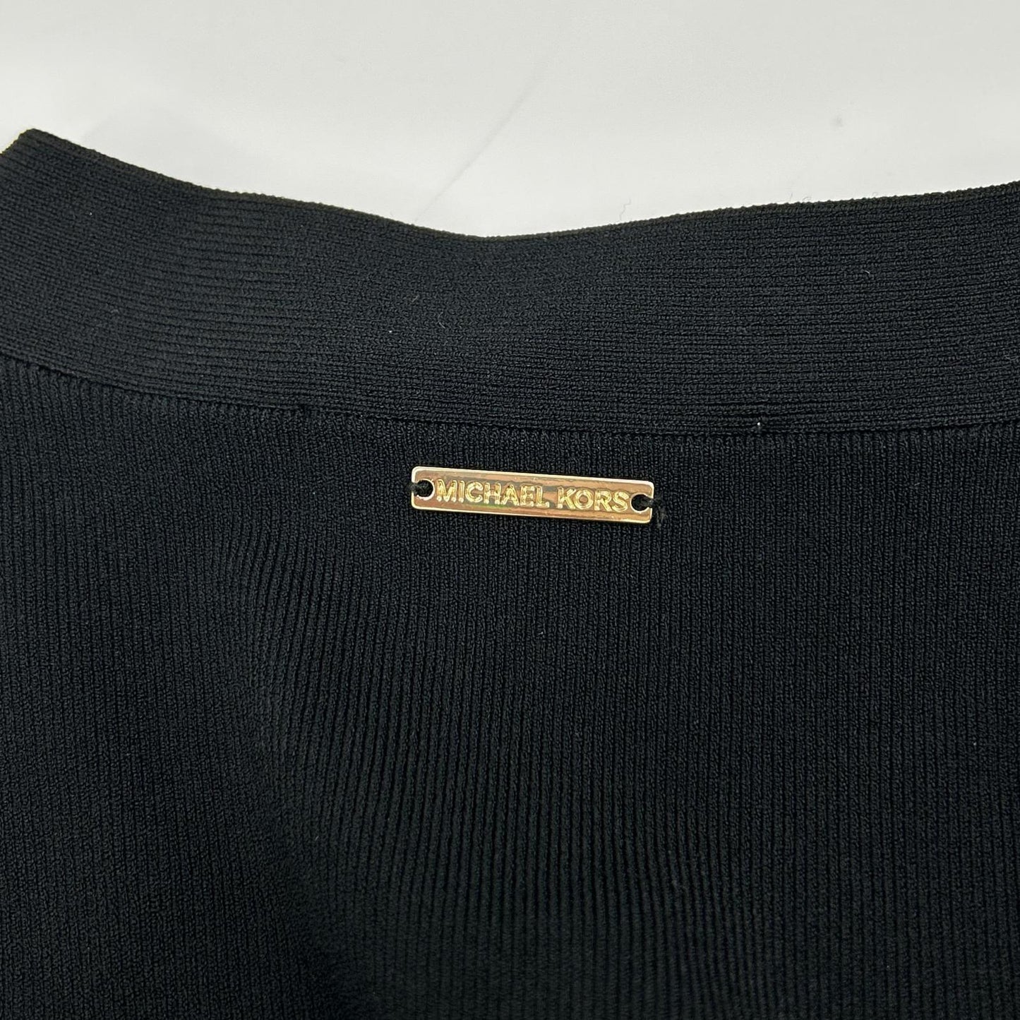 MICHAEL KORS Michael Kors Black MF381UB33D Stretch Viscose Belted Midi Dress Dress