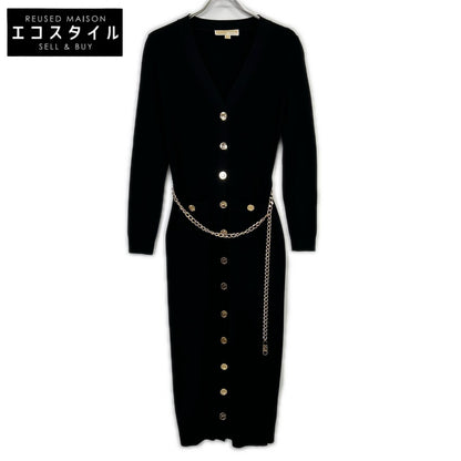 MICHAEL KORS Michael Kors Black MF381UB33D Stretch Viscose Belted Midi Dress Dress