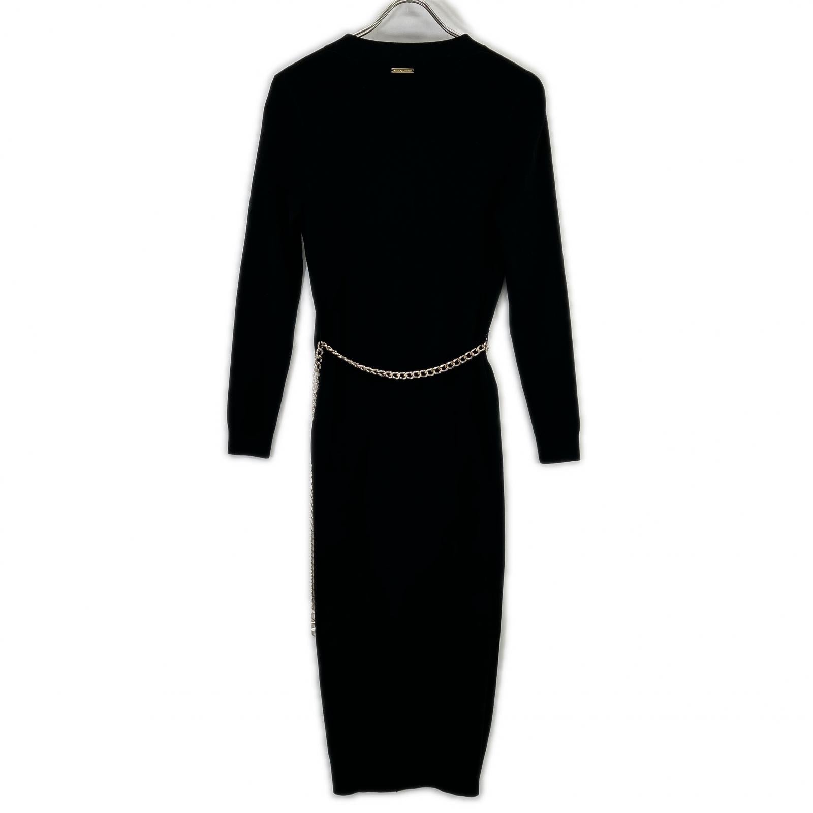 MICHAEL KORS Michael Kors Black MF381UB33D Stretch Viscose Belted Midi Dress Dress