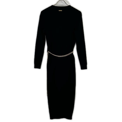 MICHAEL KORS Michael Kors Black MF381UB33D Stretch Viscose Belted Midi Dress Dress