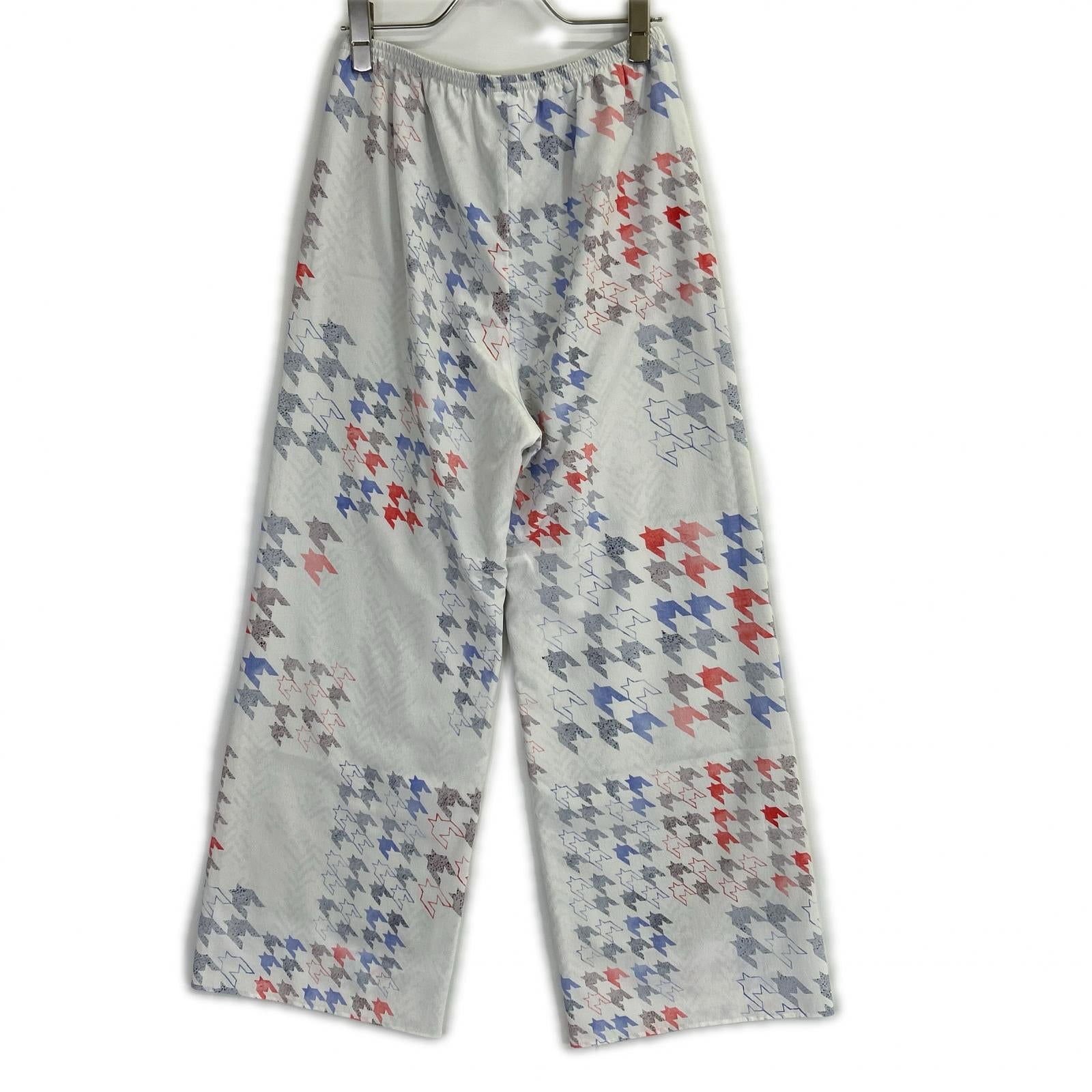DES PRES Light Blue 22-04-11-04711 Multi Houndstooth-Print Relaxed Pants Bottoms