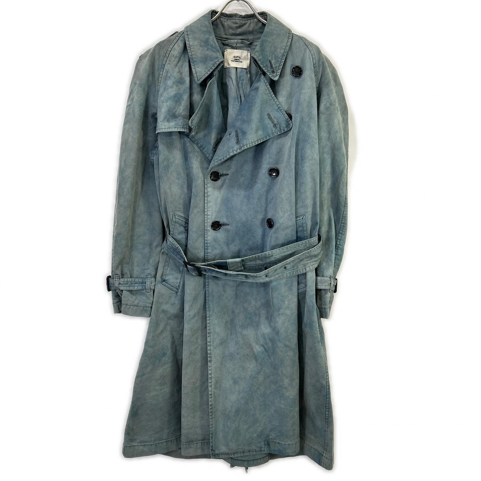 OUTIL ウティ ブルー 18AWーOU-T024 MANTEAU GABOURG コットン 染色 トレンチコート コート