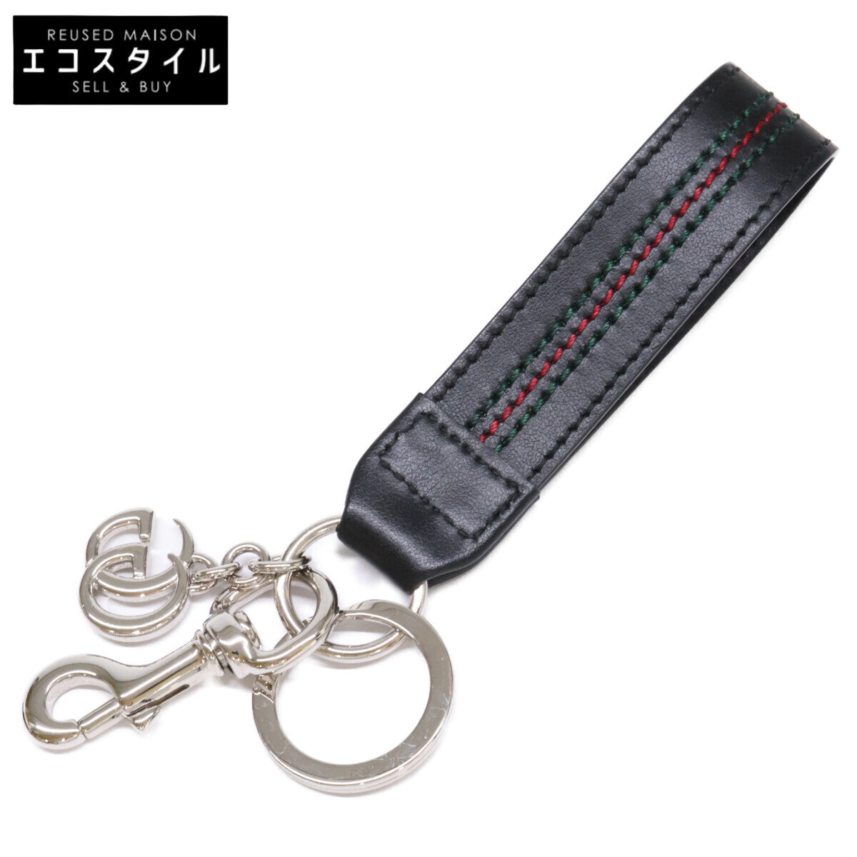 GUCCI グッチ 855463 ウェブ ストライプ ディテール付き ダブルG キーチェーン キーホルダー