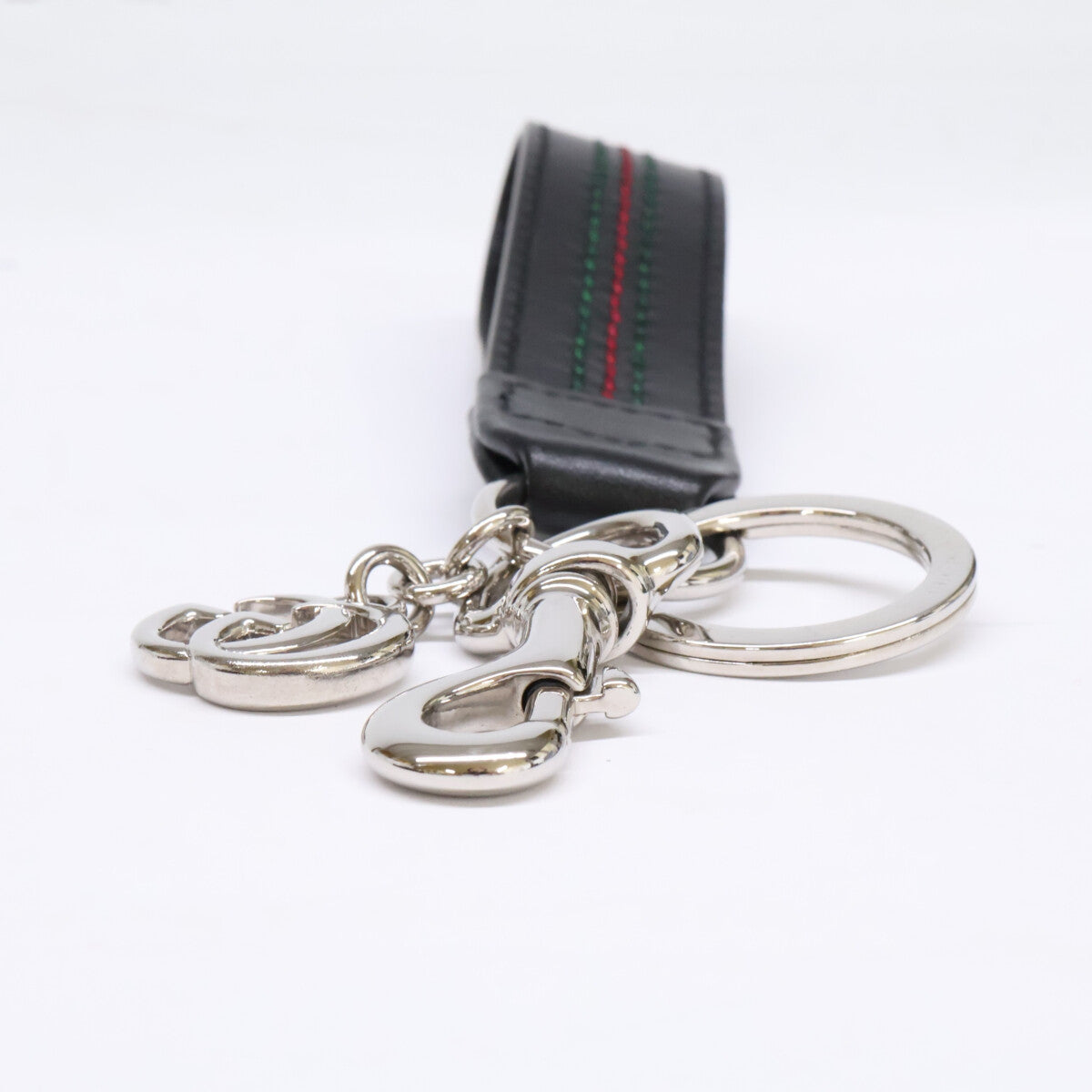 GUCCI グッチ 855463 ウェブ ストライプ ディテール付き ダブルG キーチェーン キーホルダー