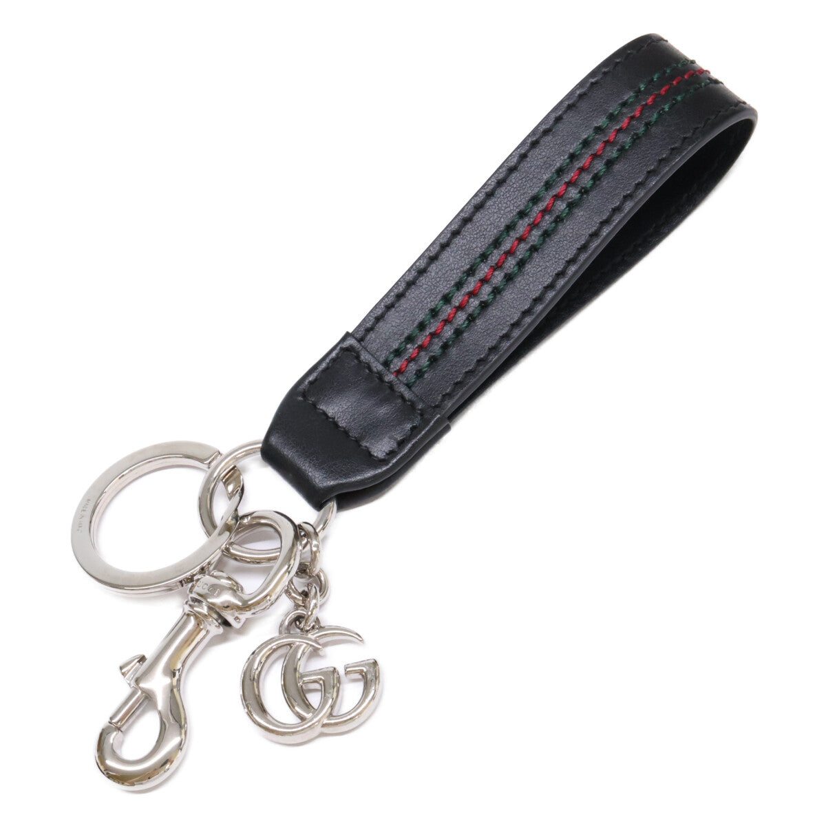 GUCCI グッチ 855463 ウェブ ストライプ ディテール付き ダブルG キーチェーン キーホルダー
