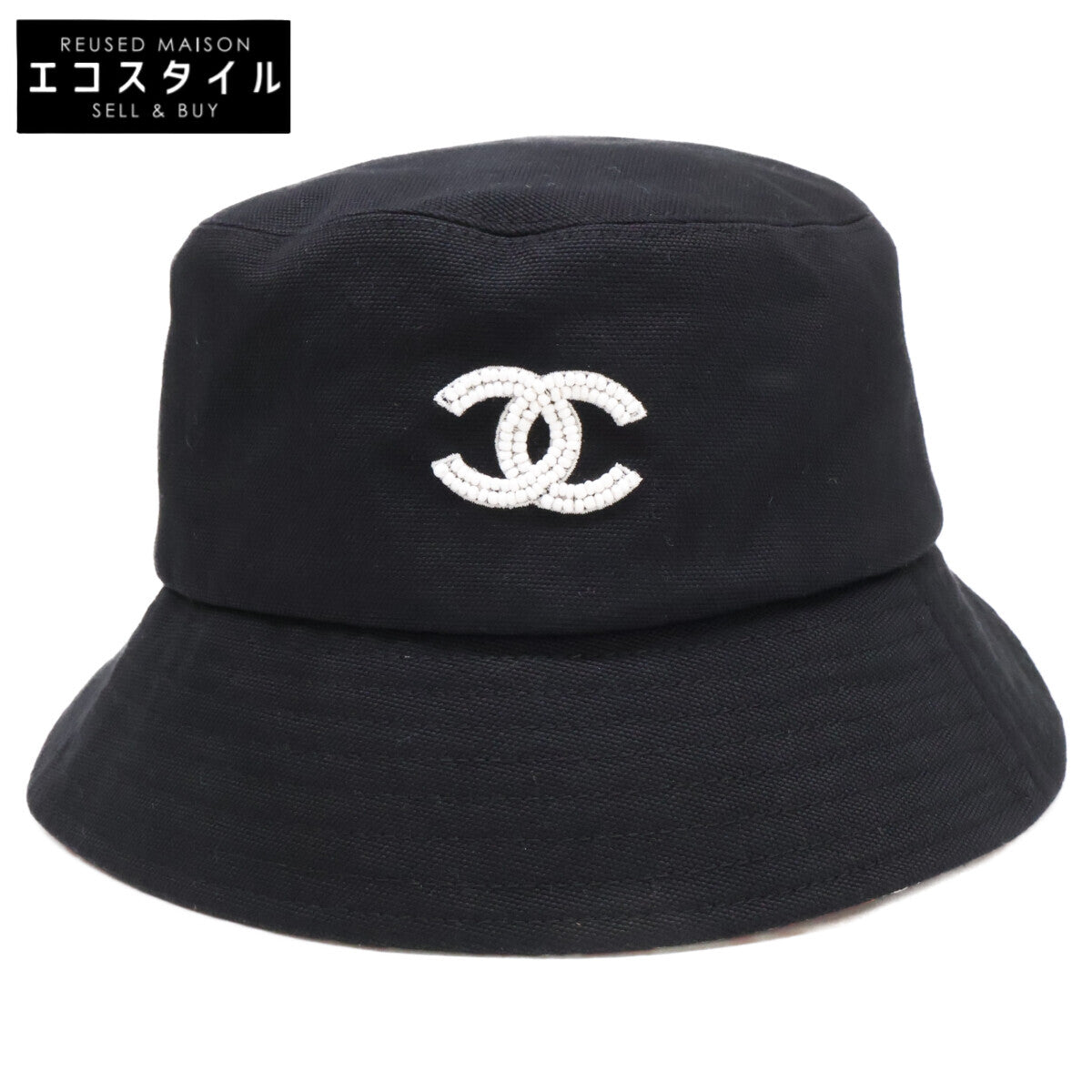CHANEL シャネル 美品 国内正規 ビーズ ココマーク コットン バケットハット 帽子