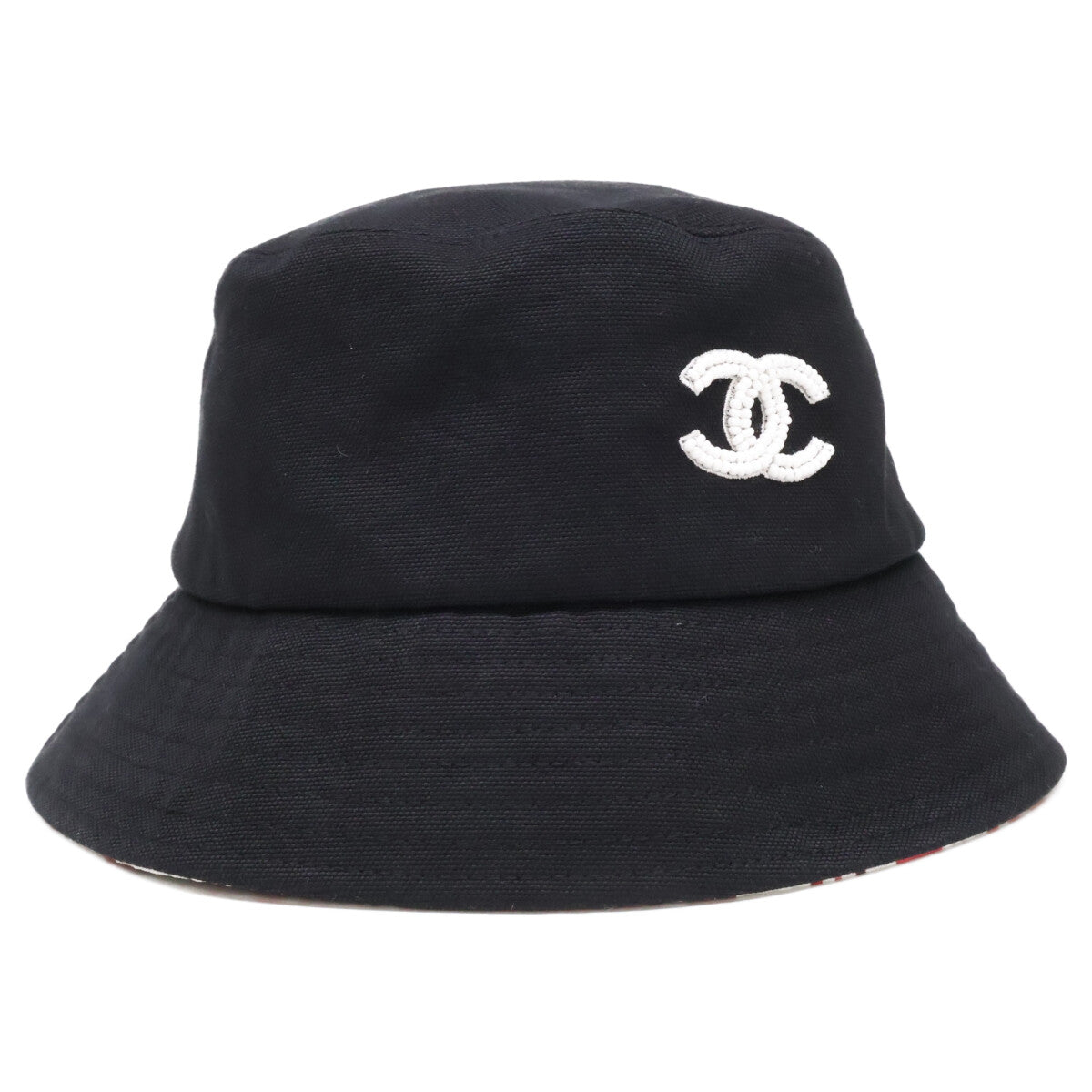 CHANEL シャネル 美品 国内正規 ビーズ ココマーク コットン バケットハット 帽子