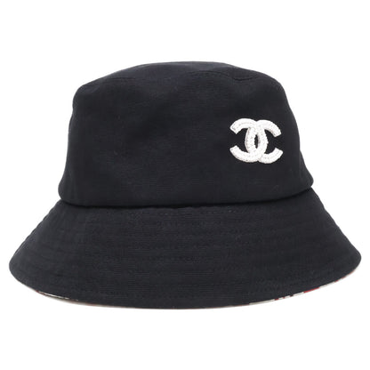 CHANEL シャネル 美品 国内正規 ビーズ ココマーク コットン バケットハット 帽子