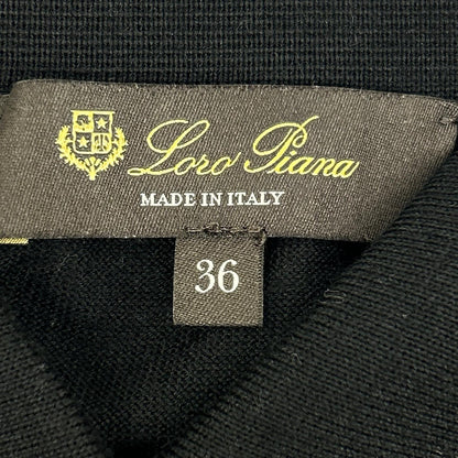 【SALE】 Loro Piana ロロピアーナ ブラック FAO9853 バージンウール カシミヤ シルク ロゴ釦 ソッティーレ・ポロシャツ トップス