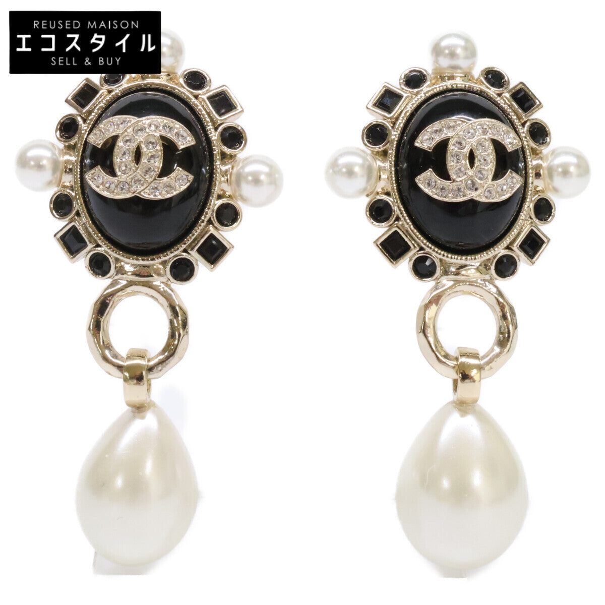 CHANEL シャネル B22P イミテーションパール ビジュー ココマーク ドロップ ピアス