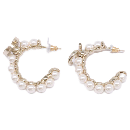CHANEL シャネル ゴールド C21K ココマーク No.5 フェイクパール フープピアス ピアス