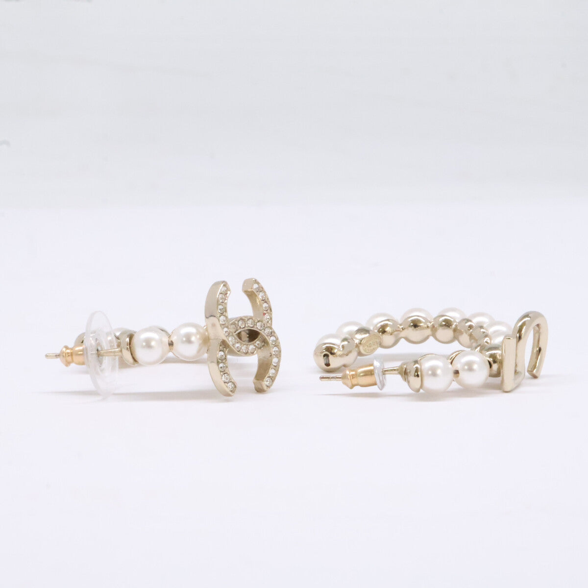 CHANEL シャネル ゴールド C21K ココマーク No.5 フェイクパール フープピアス ピアス
