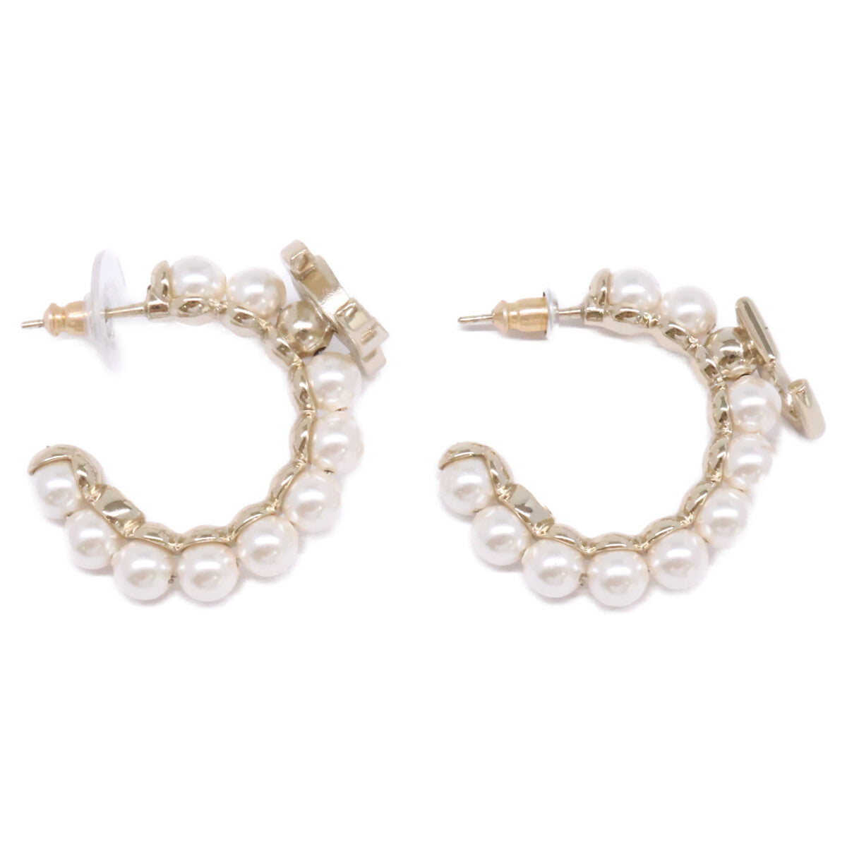 CHANEL シャネル ゴールド C21K ココマーク No.5 フェイクパール フープピアス ピアス