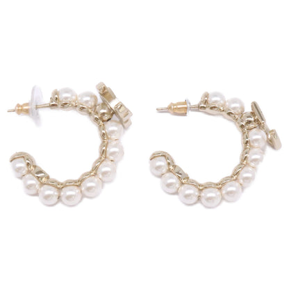 CHANEL シャネル ゴールド C21K ココマーク No.5 フェイクパール フープピアス ピアス