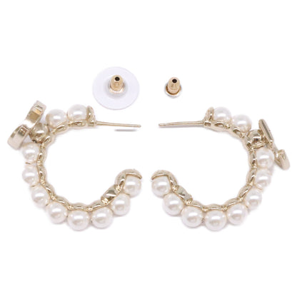 CHANEL シャネル ゴールド C21K ココマーク No.5 フェイクパール フープピアス ピアス