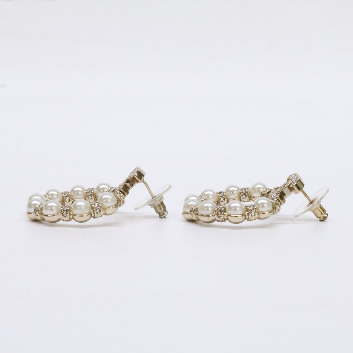 CHANEL シャネル A22B ココマーク イミテーションパール ラインストーン ピアス