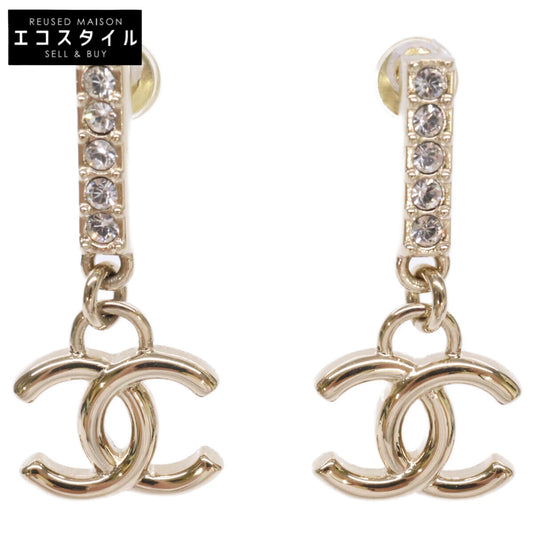 CHANEL シャネル B24V ココマーク ラインストーン バー ドロップ ピアス