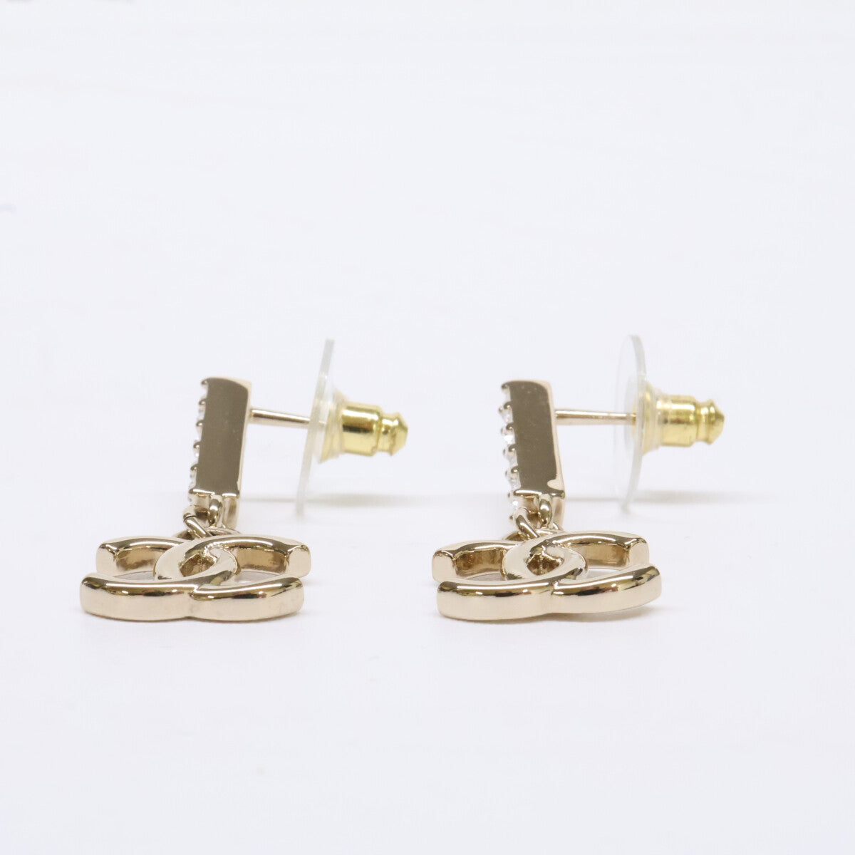CHANEL シャネル B24V ココマーク ラインストーン バー ドロップ ピアス