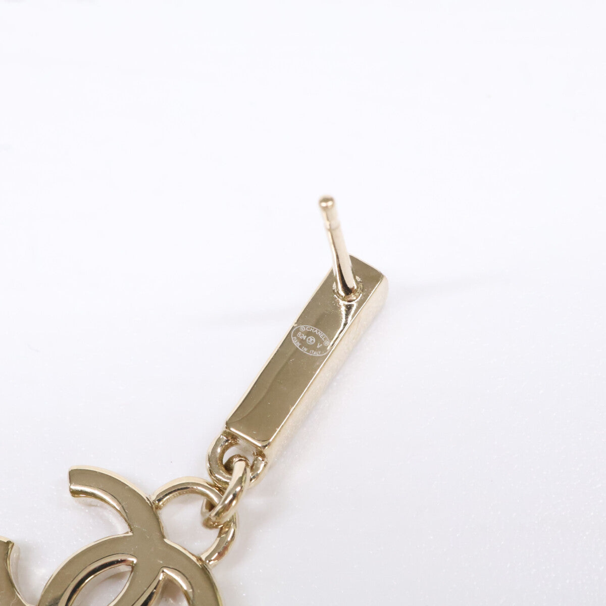 CHANEL シャネル B24V ココマーク ラインストーン バー ドロップ ピアス