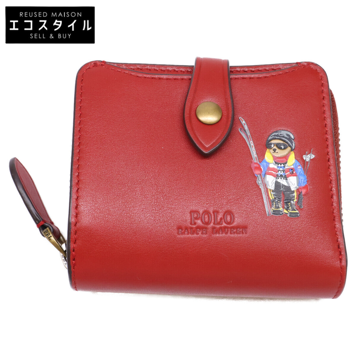 POLO RALPH LAUREN ポロ ラルフローレン 【新品同様】WAPOSLG0G220074 Polo ベア コンパクト ウォレット 二つ折り財布（小銭入れあり）