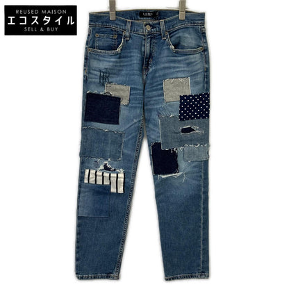 LAUREN RALPH LAUREN ローレン ラルフローレン ブルー パッチワーク リペア加工 デニム パンツ ボトムス