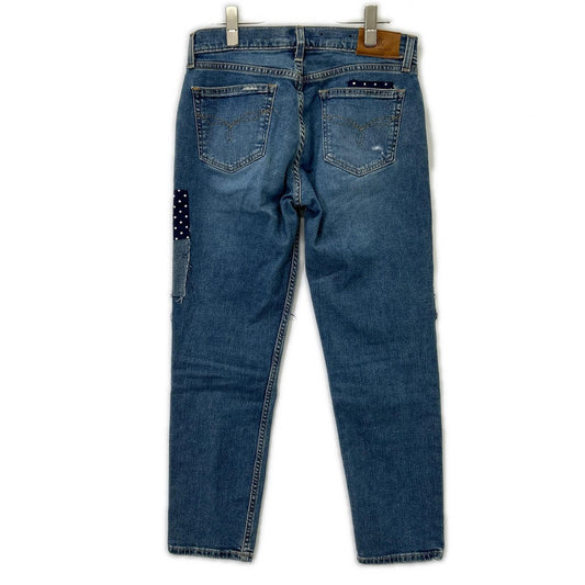 LAUREN RALPH LAUREN ローレン ラルフローレン ブルー パッチワーク リペア加工 デニム パンツ ボトムス
