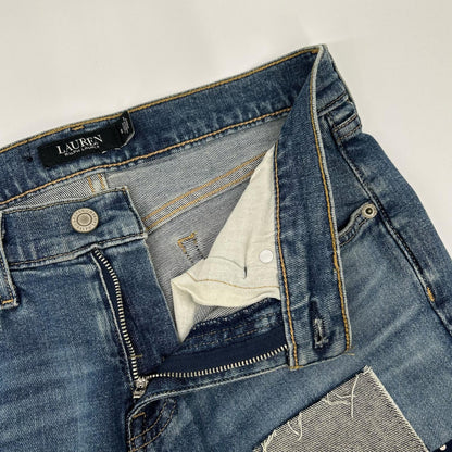 LAUREN RALPH LAUREN ローレン ラルフローレン ブルー パッチワーク リペア加工 デニム パンツ ボトムス