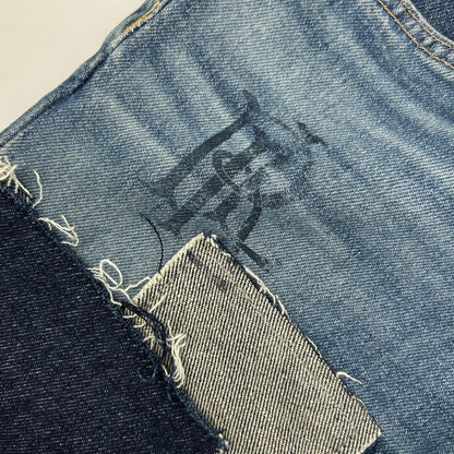 LAUREN RALPH LAUREN ローレン ラルフローレン ブルー パッチワーク リペア加工 デニム パンツ ボトムス
