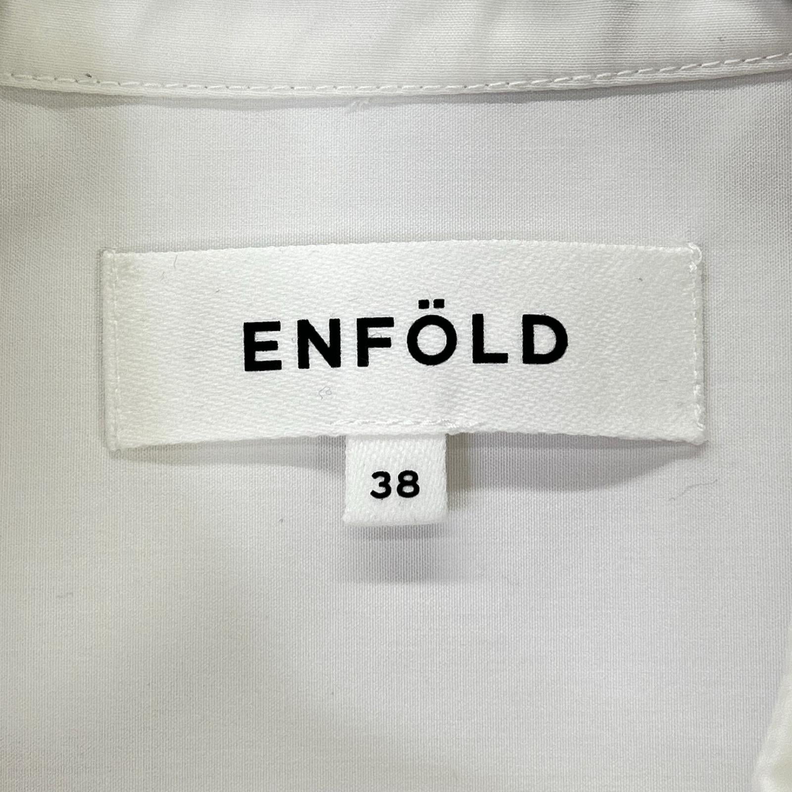 ENFOLD エンフォルド ホワイト コットン混 アシンメトリー ブラウス トップス