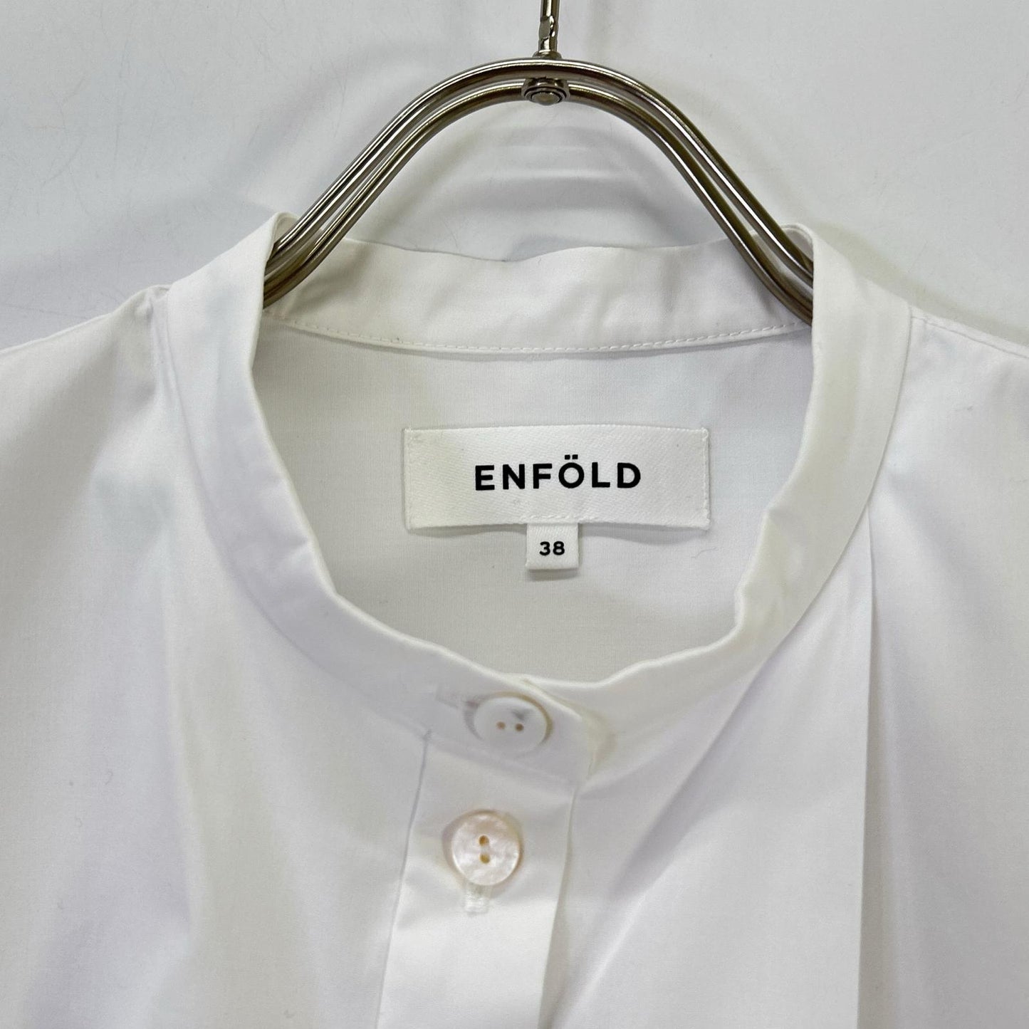 ENFOLD エンフォルド ホワイト コットン混 アシンメトリー ブラウス トップス
