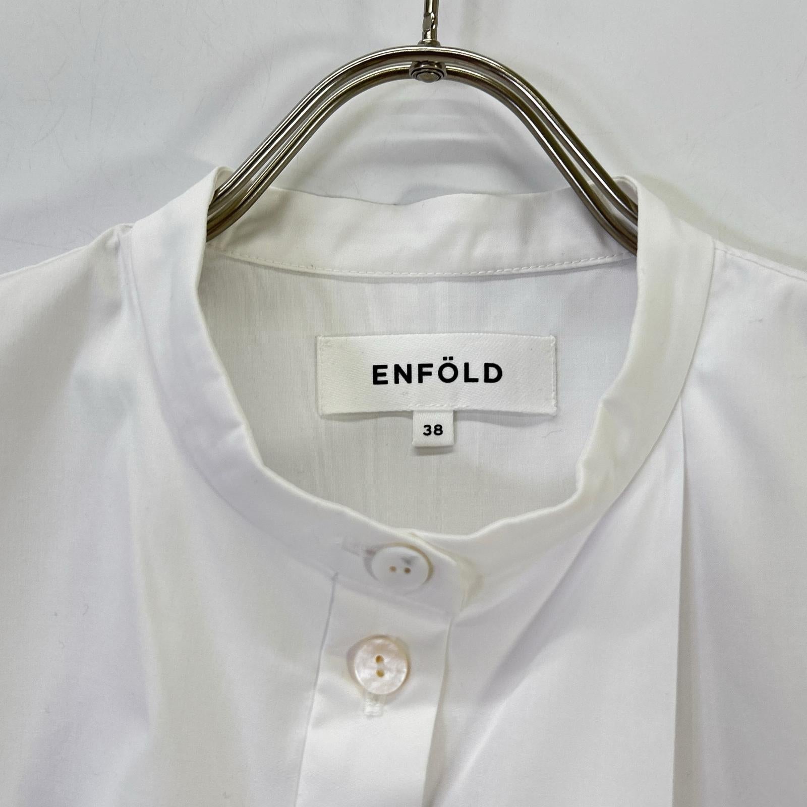ENFOLD エンフォルド ホワイト コットン混 アシンメトリー ブラウス トップス