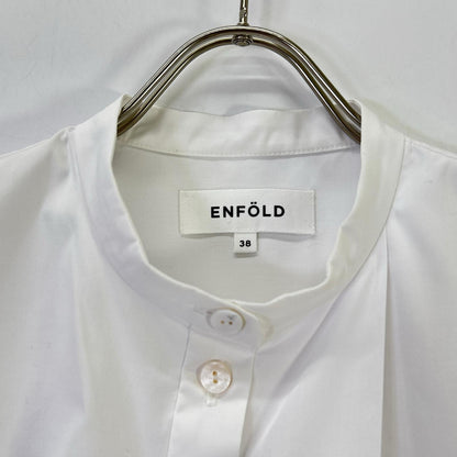 ENFOLD エンフォルド ホワイト コットン混 アシンメトリー ブラウス トップス