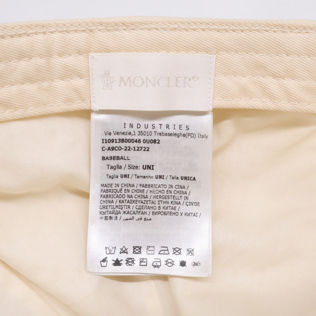 MONCLER モンクレール 【即決/国内正規】I10913B00046 0U082 BASEBALL ロゴ刺繍 ベースボールキャップ 帽子