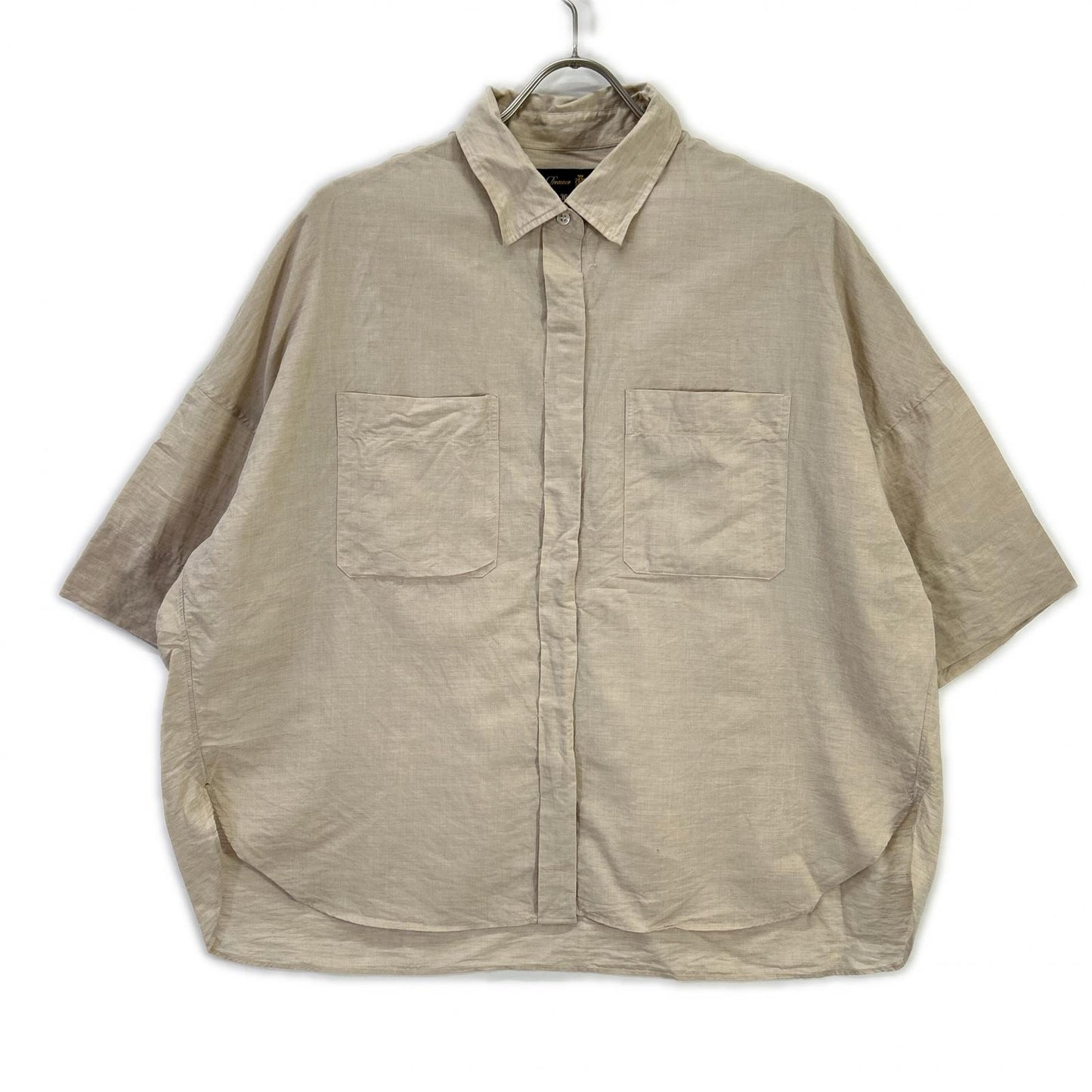 DRAWER ドゥロワー アイボリー M.SUMMER1 ハーフスリーブ 比翼シャツ トップス