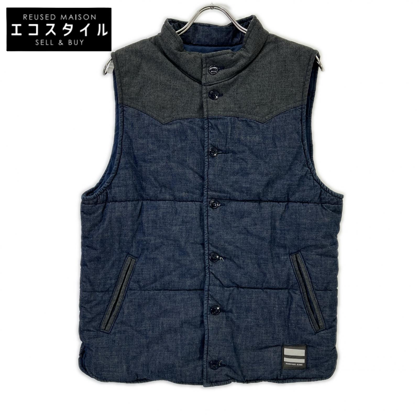 MOMOTARO JEANS モモタロウジーンズ インディゴ デニム切替 中綿 ベスト ベスト