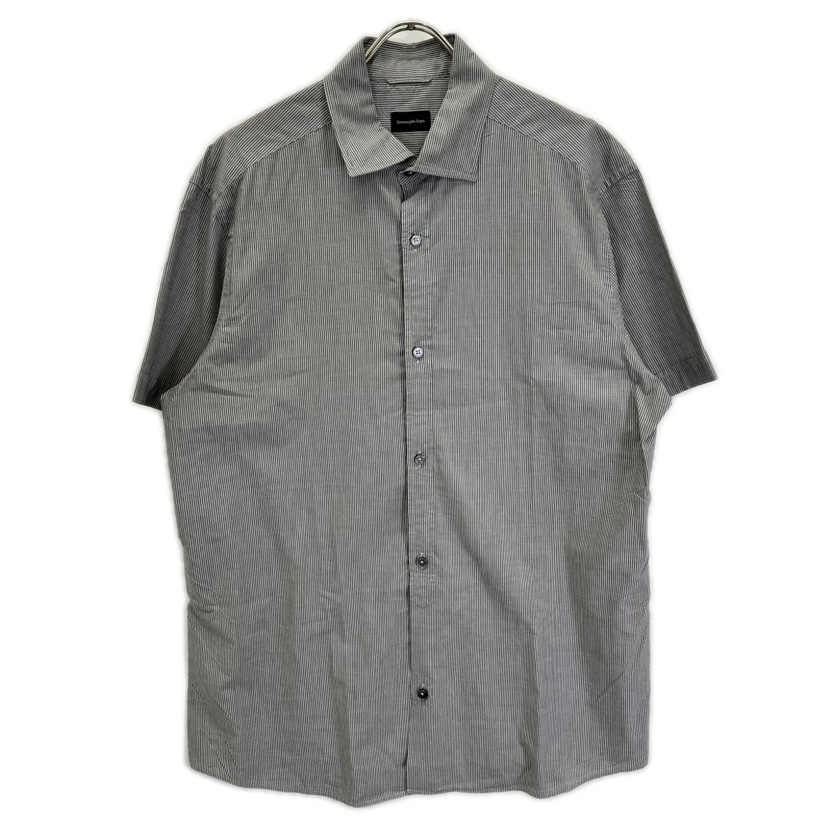 Ermenegildo Zegna エルメネジルドゼニア ブラック ッボーダー 半袖シャツ トップス