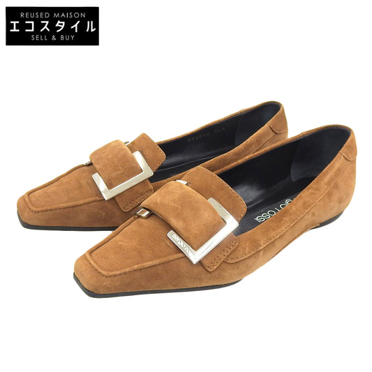Sergio Rossi セルジオロッシ 美品 SR TWENTY フラッツ ローファー シューズ レディース スエード ブラウン 36 1/2 A94010 シューズ