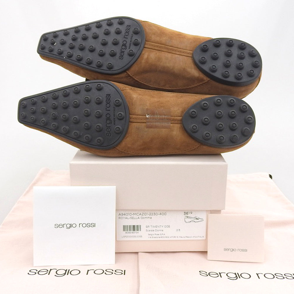 Sergio Rossi セルジオロッシ 美品 SR TWENTY フラッツ ローファー シューズ レディース スエード ブラウン 36 1/2 A94010 シューズ