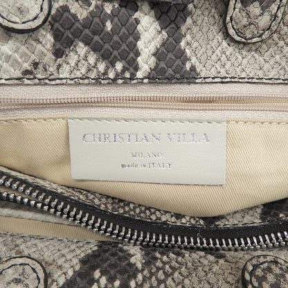 CHRISTIAN VILLA クリスチャンヴィラ 美品 パイソン柄 2WAY ハンドバッグ レディース グレー系 ハンドバッグ