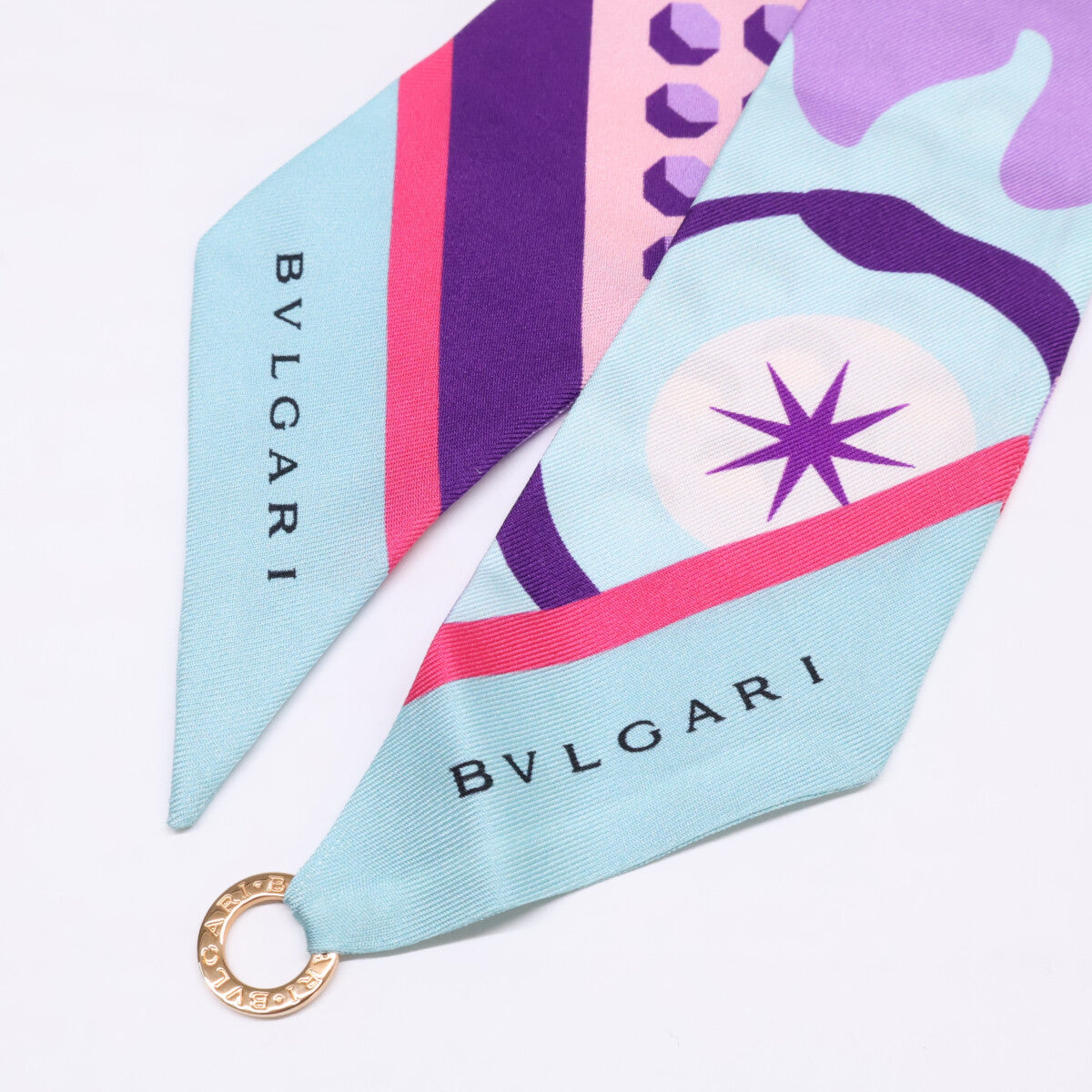 BVLGARI ブルガリ 【美品】ロゴリング シルク シェリー スカーフ