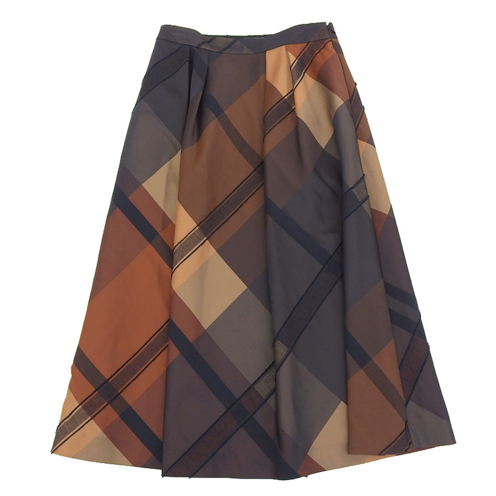 MACKINTOSH マッキントッシュ チェック柄 フレアスカート レディース ブラック系×ブラウン系 40 スカート