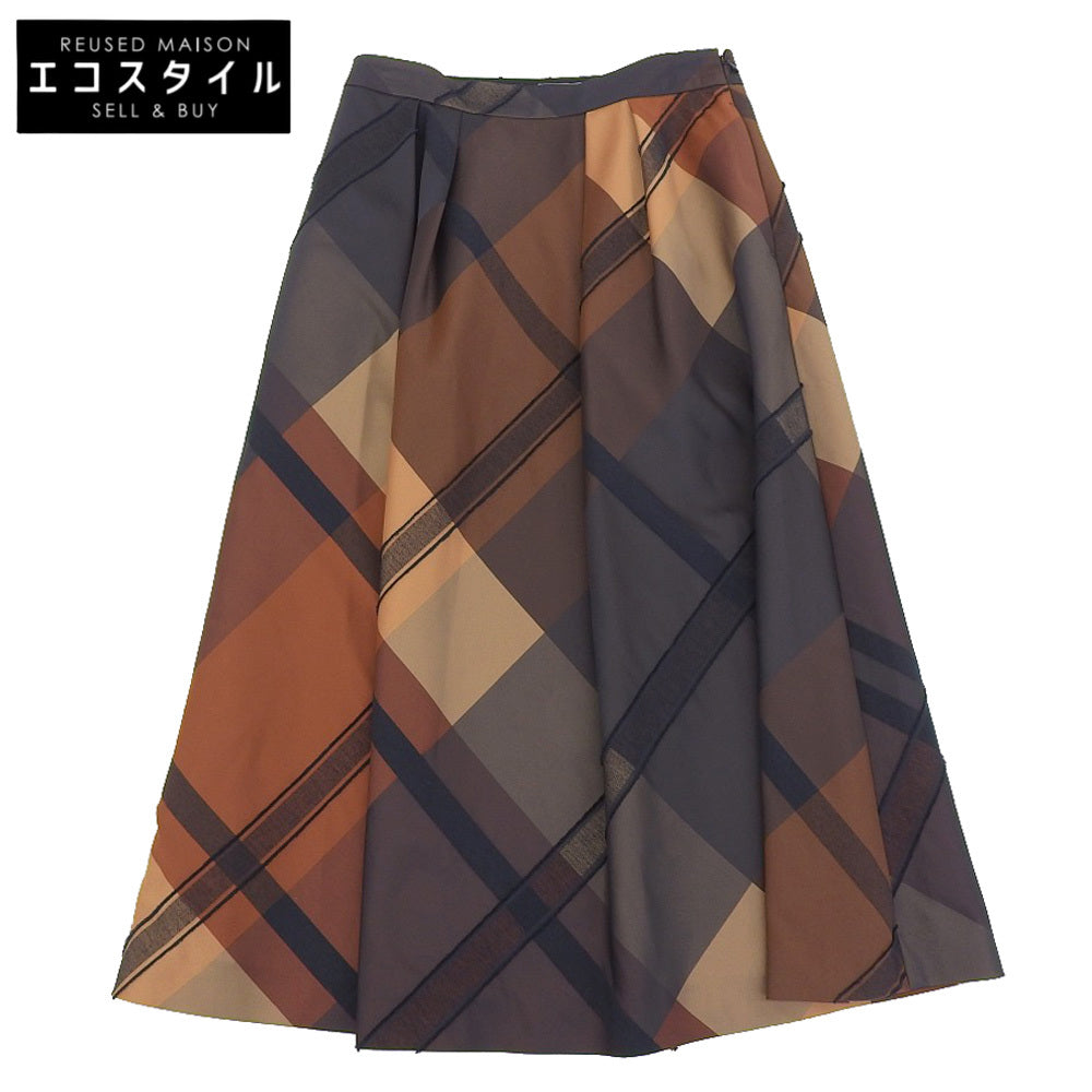 MACKINTOSH マッキントッシュ チェック柄 フレアスカート レディース ブラック系×ブラウン系 40 スカート