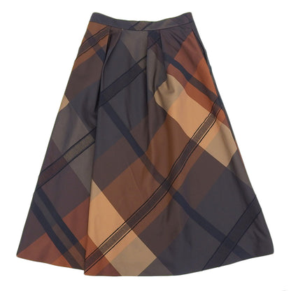 MACKINTOSH マッキントッシュ チェック柄 フレアスカート レディース ブラック系×ブラウン系 40 スカート