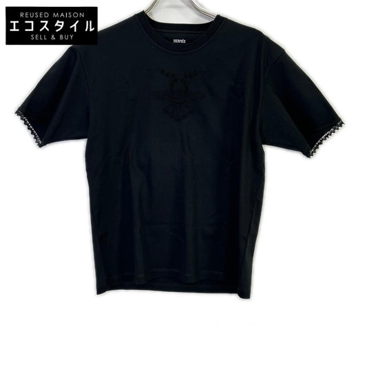 HERMES エルメス 5H4625DC ブラック レース切替 半袖 Tシャツ トップス