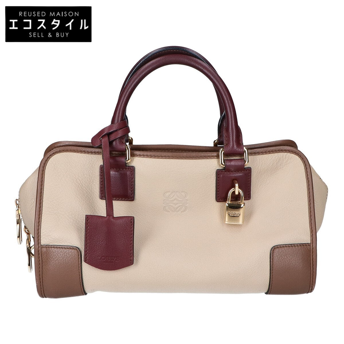 LOEWE ロエベ 352.62.A03 ベージュ トリコロール アマソナ28 ハンドバッグ ハンドバッグ