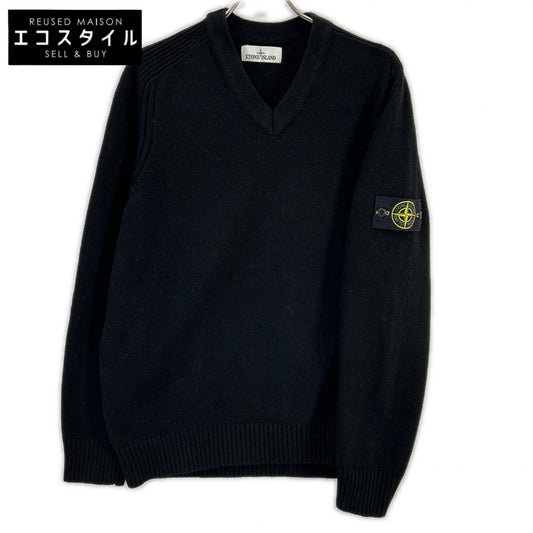 STONE ISLAND ストーンアイランド 6915551A3　ブラック ラムウール Vネックニット トップス トップス