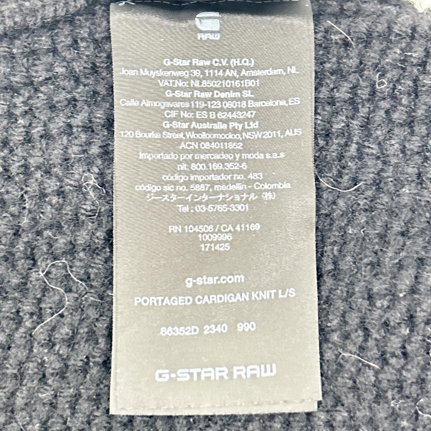 G-STAR RAW ジースターロゥ ブラック ショールカラー ニット ジャケット コート コート
