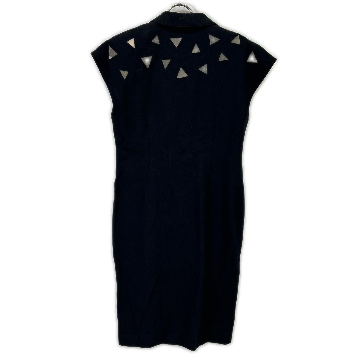 【SALE】 HANAE MORI ハナエモリ ブラック スクエアカットアウト ノースリーブワンピース ワンピース
