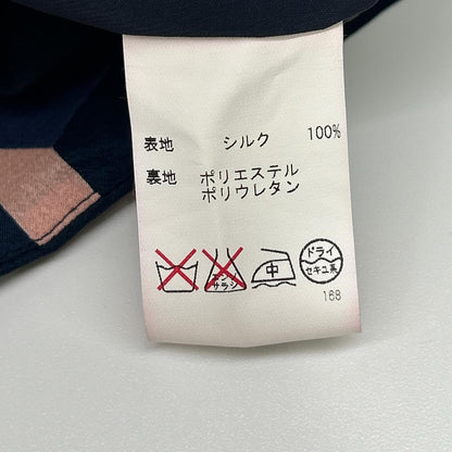 Tory Burch トリーバーチ ネイビー×ピンク 幾何学模様 シルクワンピース ワンピース
