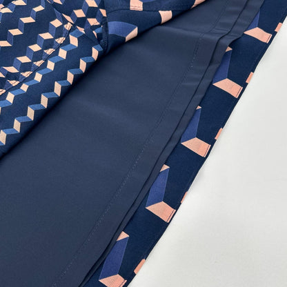 Tory Burch トリーバーチ ネイビー×ピンク 幾何学模様 シルクワンピース ワンピース